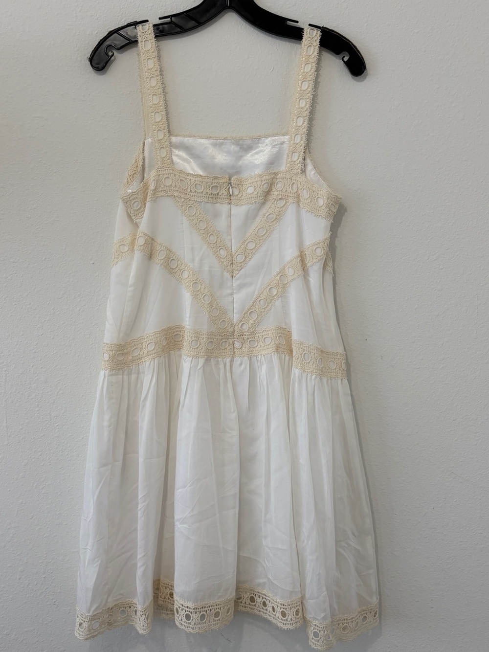 Ann Taylor White Sundress with Cream Lace Accents